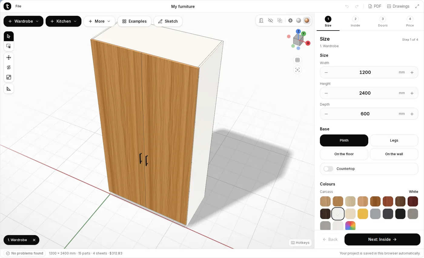 Cabinet Designer right after it opens